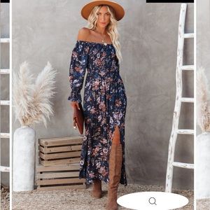 Hayes Off the Shoulder Maxi Slit dress from VICI